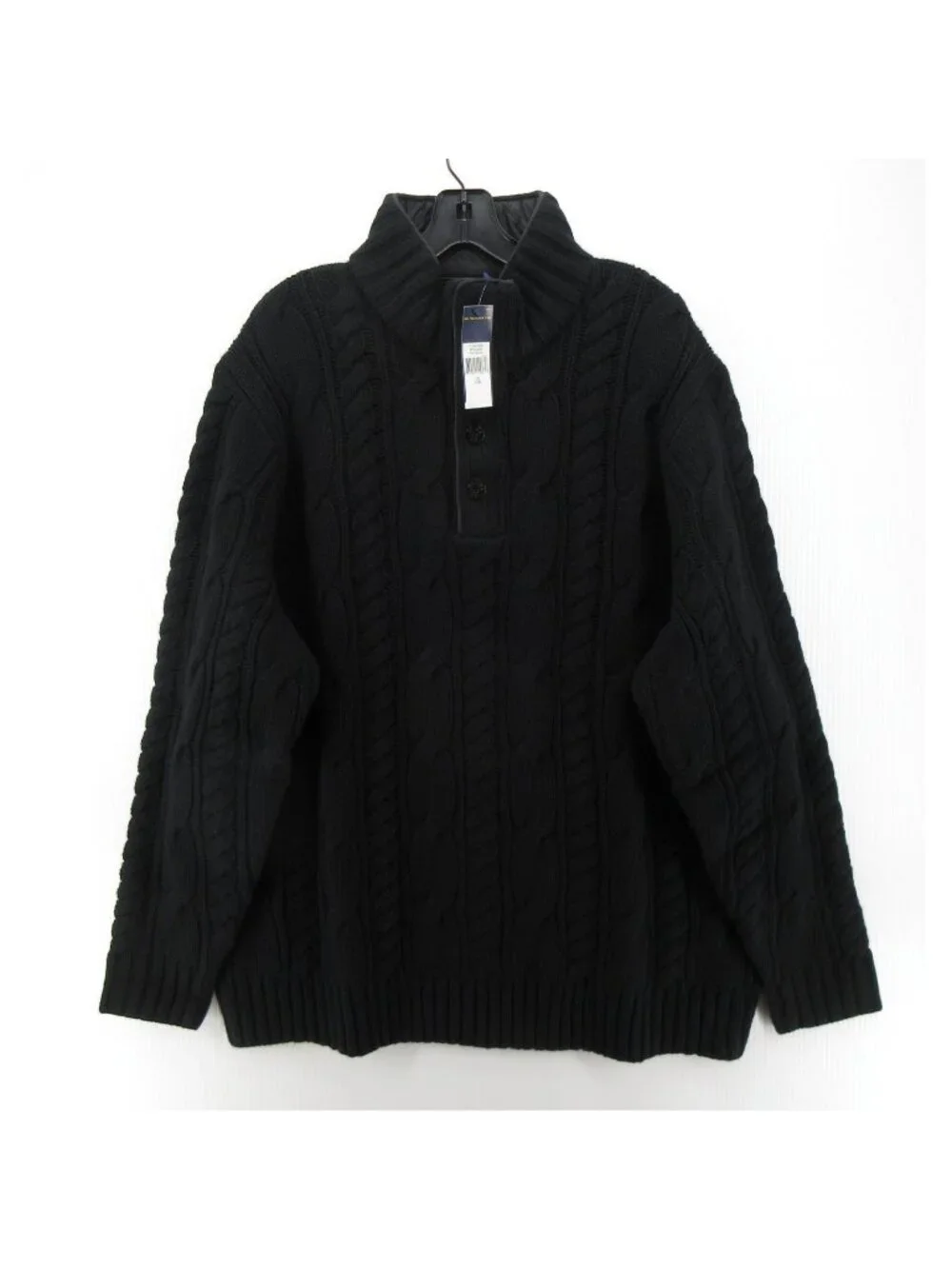 Polo Ralph Lauren Sweater 2XB Merino Wool Henley Cable Knit Mock Neck